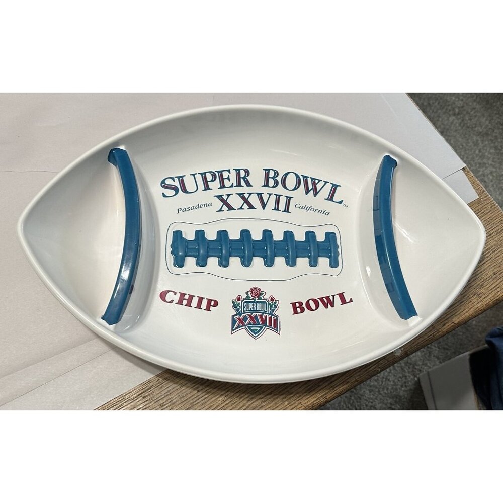 Superbowl Vintage Chip and Dip Tray Bowl NFL XXVII California Plastic